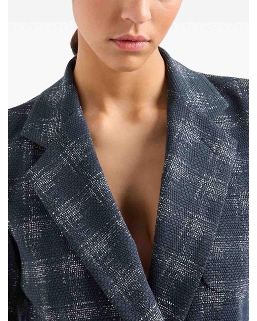 Emporio Armani Blue Cotton Signle-breasted Blazer Jacket