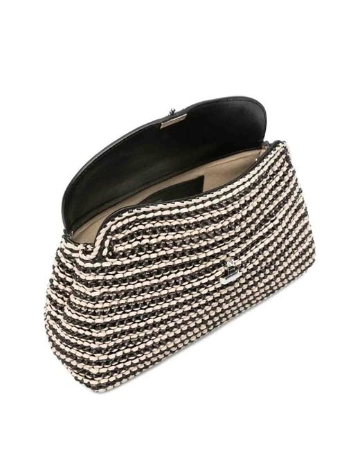 Totême Black T-Lock Leather Clutch Bag