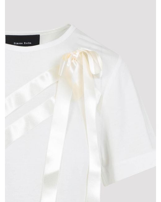 Simone Rocha White Bow Sash Easy T-Shirt