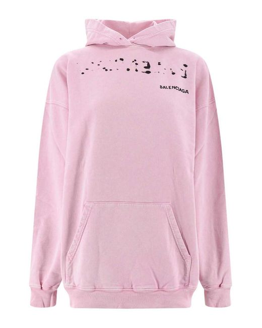 Balenciaga Pink Cotton Sweatshirt With Frontal And Back Logo