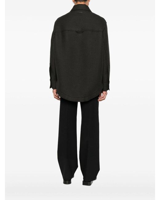 AMI Black Wool Shirt Jacket