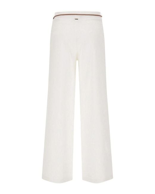 Herno White Regular Fit Trousers With Ironed Crease And Elasticated Waist