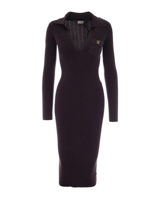Elisabetta Franchi Blue Dark Chocolate Knitted Dress