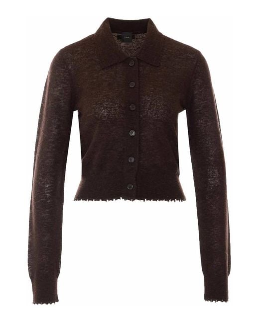 Mulberry Brown Cardigan With Frontal Buttons Closure