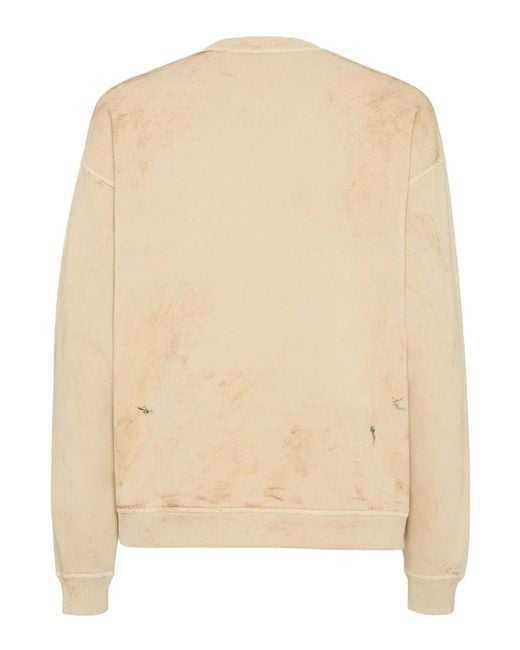 DSquared² Pink Cotton Sweatshirt With Distressed Effect for men