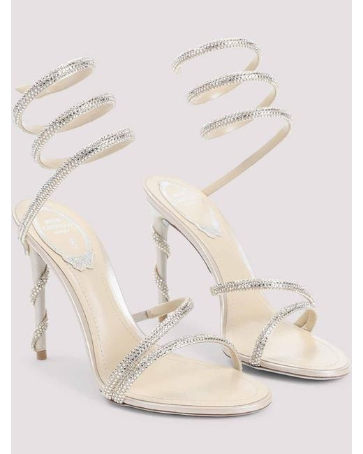 Rene Caovilla White Cleo 105 Crystal Embellished Sandals