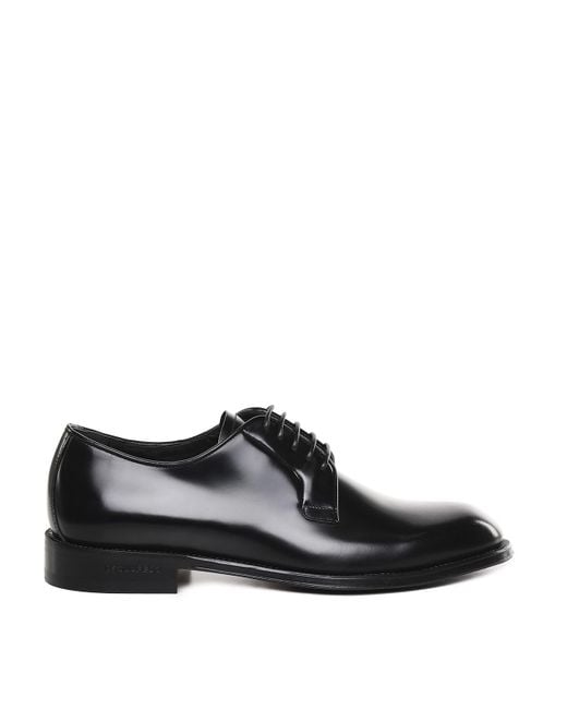 DSquared² Black Leather Classic Shoes With Logo for men