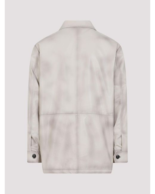 Kiton White Lamb Leather Jacket for men
