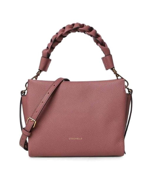 Coccinelle Purple Handbag Double Grainy Leather