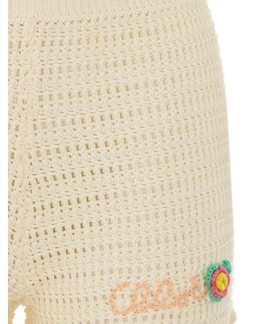 Chloé Natural Crochet Knit Shorts