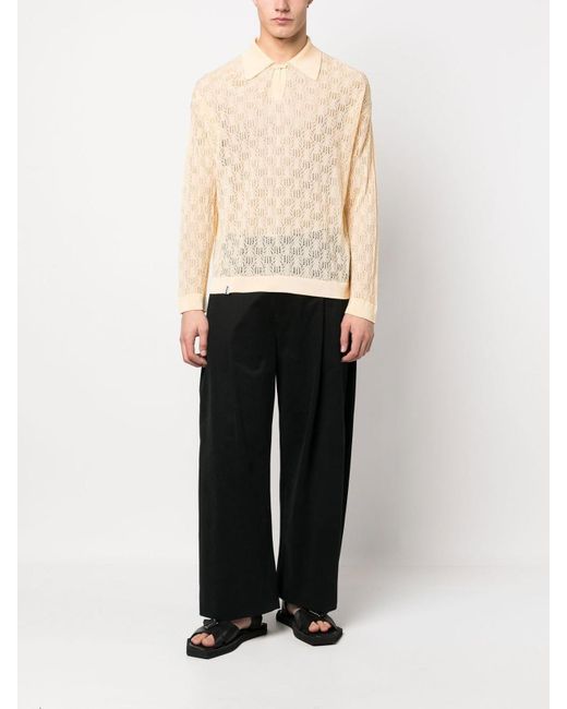 Charles Jeffrey Natural Knitted Sheer Polo for men