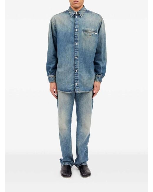 MM6 by Maison Margiela Blue Denim Shirt With Pocket for men