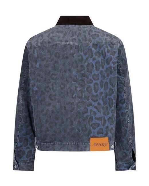 AWAKE NY Blue Leopard Printing Work Jacket for men