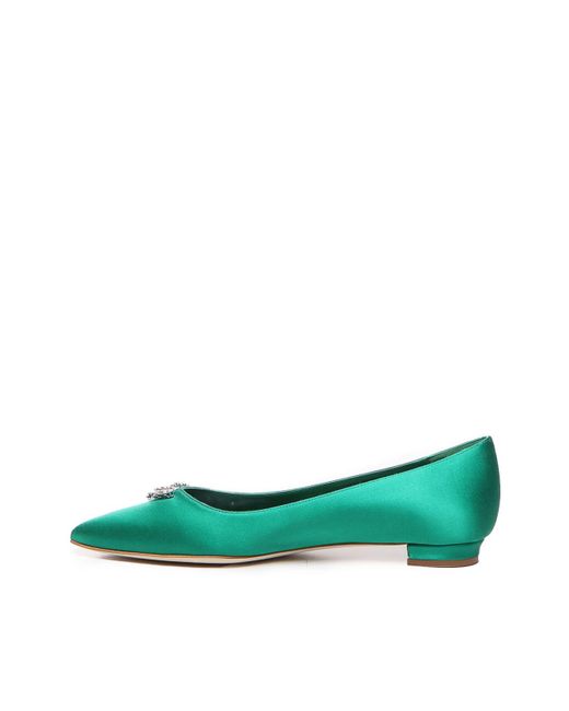 Manolo Blahnik Green Flat Shoes