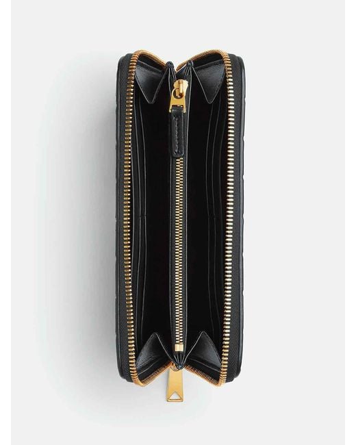 Bottega Veneta Black Woven Wallet With Zip