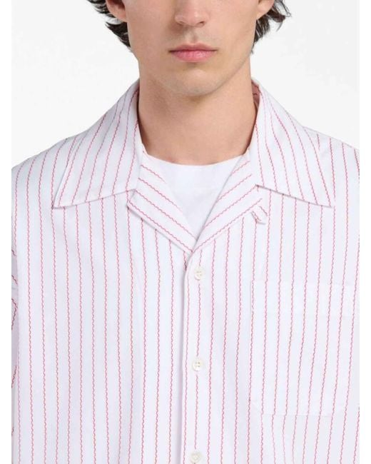 Marni Purple Scallop Print Camp Collar Shirt for men