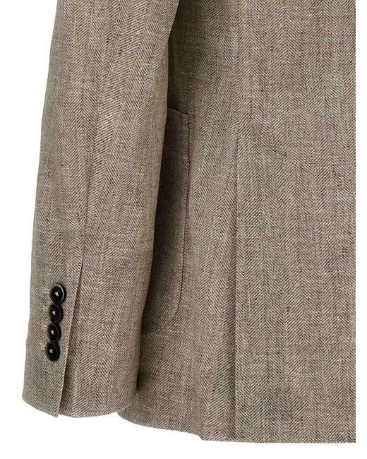 Circolo 1901 Gray Scottish Thread Double-breasted Blazer for men