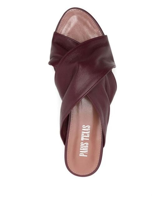 Paris Texas Brown Crossstrap Leather Slides