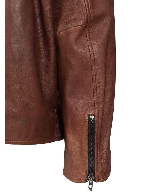 DIESEL Brown Leather Jacket for men