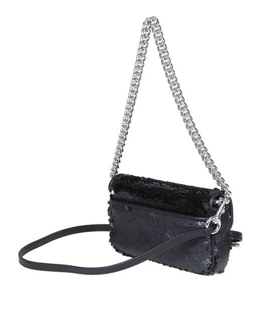 Marc Jacobs Blue Mini Fabric Bag With Sequins And Logo