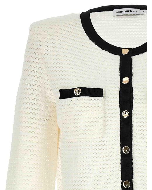 Self-Portrait White Crochet Cardigan
