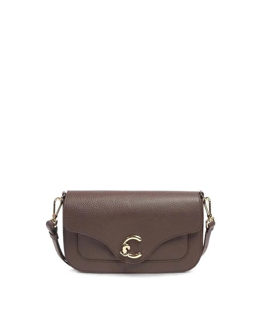 Coccinelle Gray Handbag Grained Leather Berry