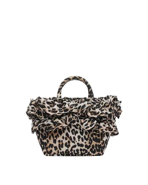 Ganni Black Mini Shopper Logo Handbag