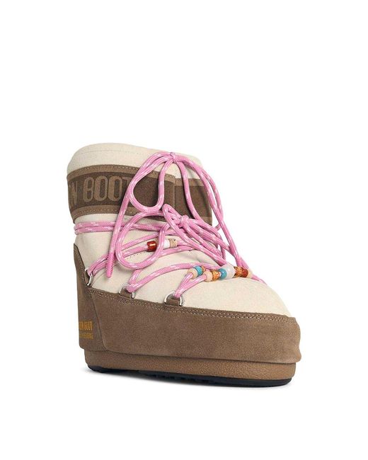 Moon Boot Pink Suede Low Top