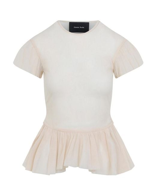Simone Rocha White Sheer Ballet Peplum Top