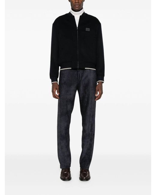 Emporio Armani Black Wool Bomber Jacket for men