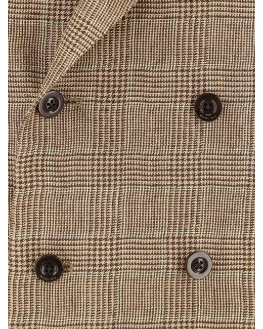 Boglioli Natural Double-Breasted Linen Blazer for men