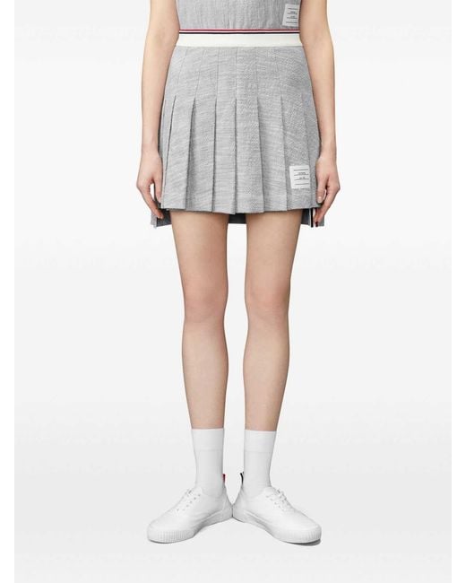 Thom Browne Gray Pleated Tweed Skirt