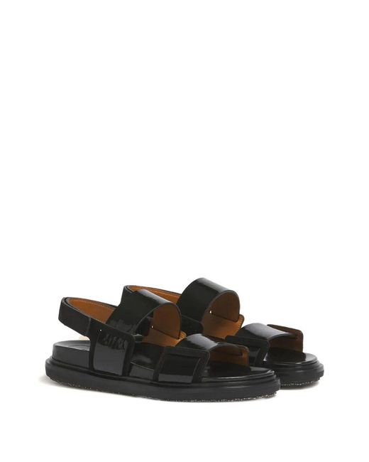 Marni Black Fussbett Double-Strap Leather Sandals