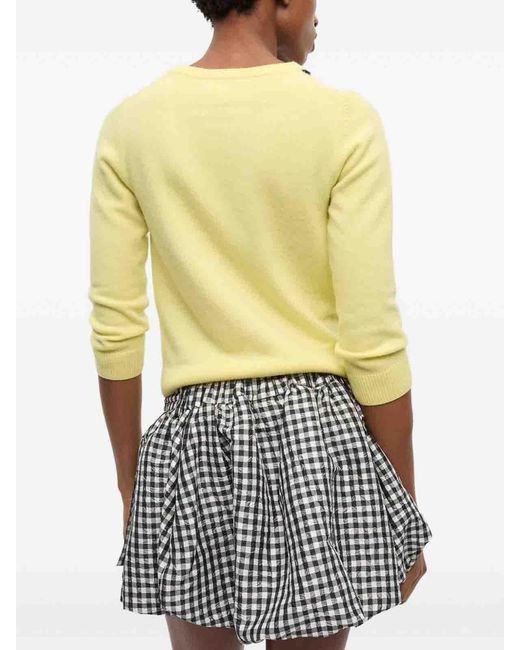 Ganni Yellow Long Sleeve Checkered Sweater With Button Closure