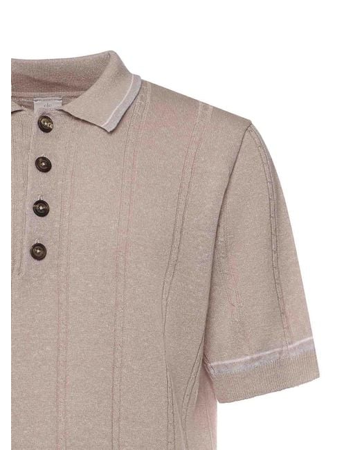 Eleventy White Linen And Cotton Polo Shirt for men