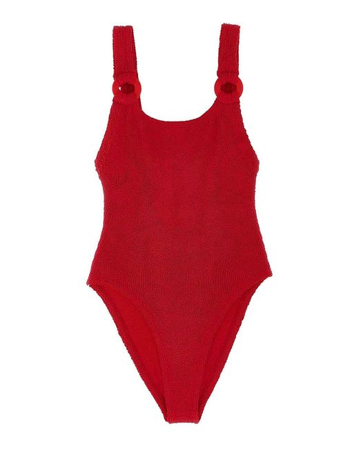 Hunza G Red 'domino' One-piece Swimsuit