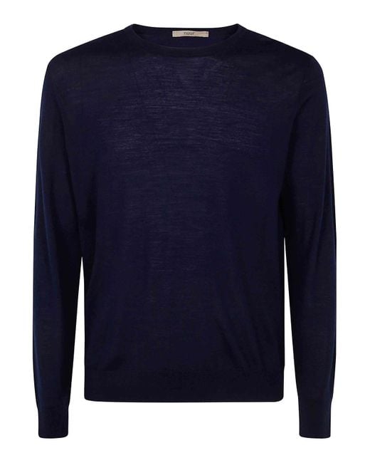 Nuur Blue Long Sleeves Round Neck for men