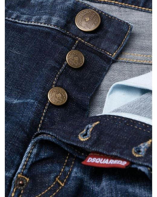 DSquared² Blue Logo-Patch Straight-Leg Jeans for men