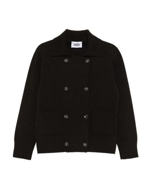 Alpha Studio Black Knit Jacket