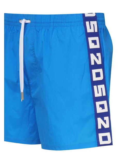 DSquared² Blue Midi Boxer Swimsuit With Logo for men