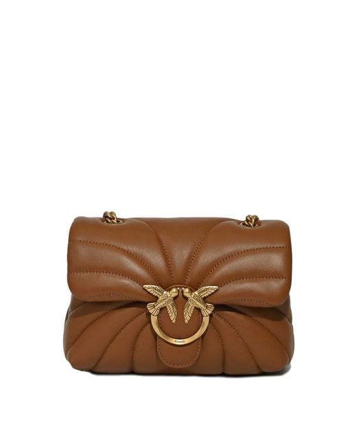 Pinko Brown Small Love Bag Puff Butterfly