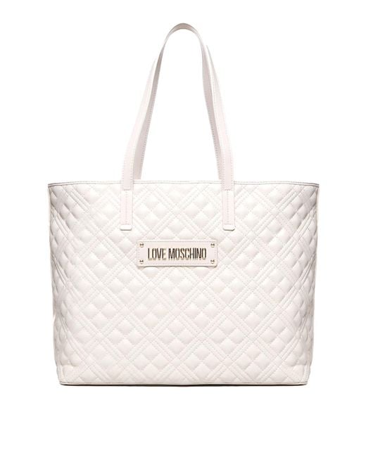 Love Moschino Natural Shoulder Bag With Logo