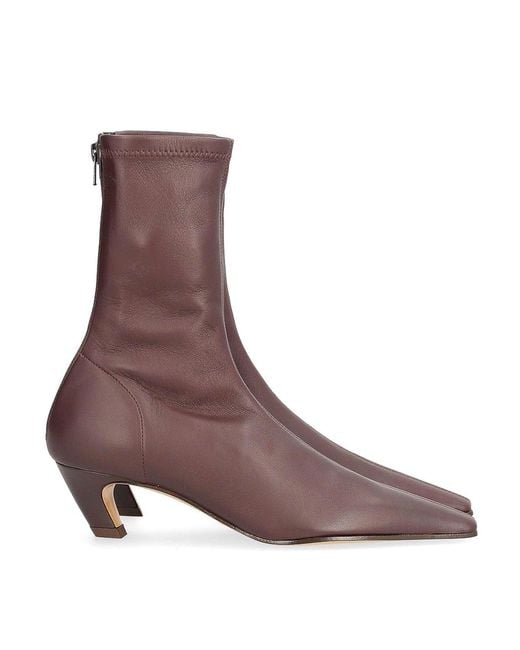 Khaite Brown Arizona Leather Ankle Boots