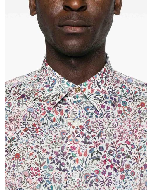 Paul Smith Multicolor Organic Cotton Floral Print Shirt for men