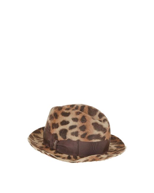 Borsalino Brown Trilby Leopard Hat