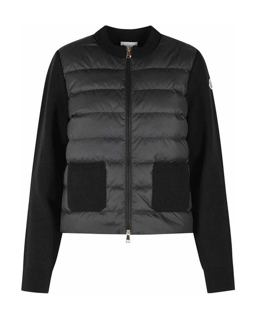 Moncler Black Tricot' Virgin Wool Cardigan
