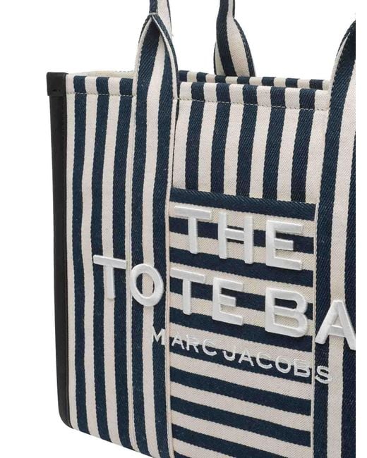 Marc Jacobs Black The Stripe Canvas Large Tote Bag