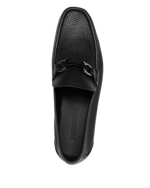 Ferragamo Black Loafer With Gancini Buckle for men