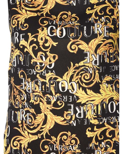 Versace Jeans Couture Black Mini Dress With Printed Logo And Straps