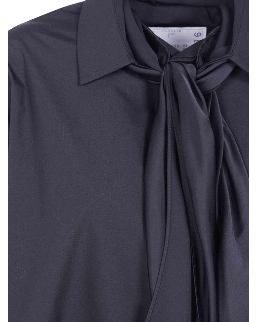 Sacai Blue Poplin Shirt With Satin Tie